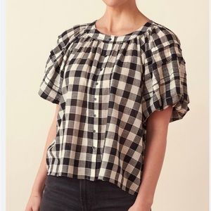 The Great Carriage top in black/cream gingham